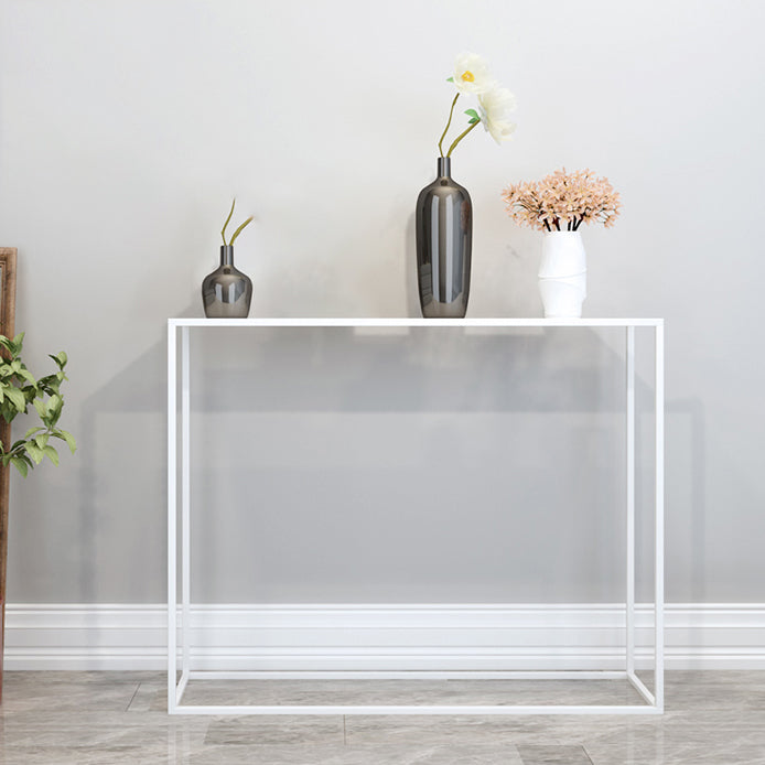 Contemporary Style Console Table Metal Rectangle Accent Table White Clearhalo 'Console Tables' 'console_tables' 'Entry & Mudroom Furniture' 'furn' 'furn_console_tables' 'Furniture' 7283812