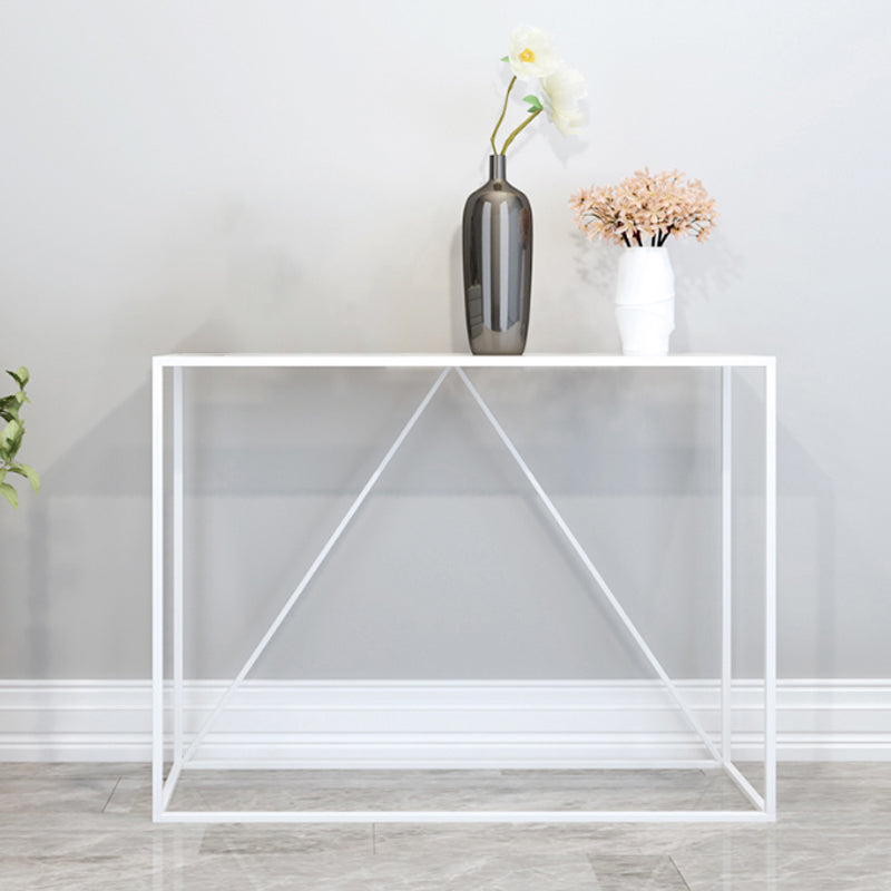 Contemporary Style Console Table Metal Rectangle Accent Table White Clearhalo 'Console Tables' 'console_tables' 'Entry & Mudroom Furniture' 'furn' 'furn_console_tables' 'Furniture' 7283813