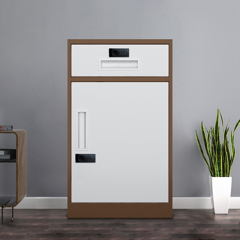 Industrial Metal Cabinet Vertical File Cabinet with Drawers and Storage White-Brown 1 Clearhalo 'Filing Cabinets' 'filling_cabinets' 'furn' 'furn_filling_cabinets' 'Furniture' 'Office Furniture' 7283834