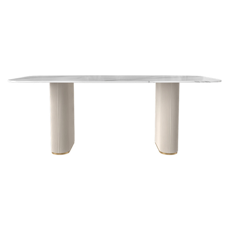 Stone Top Modern Dining Set 1/4/5/7 Pieces Dining Table Set with White Chairs