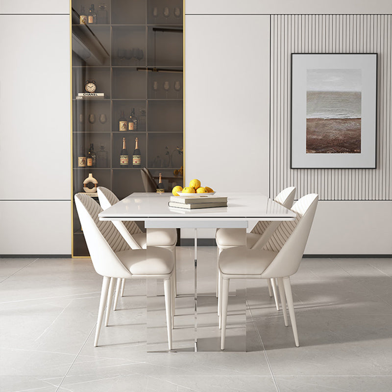Extendable Dining Table Set 1/4/5/7 Pieces with Acrylic Base Kitchen Furniture Set Clearhalo 'Dining Room Sets' 'Dining Tables & Seating' 'dining_room_set' 'furn' 'furn_dining_room_set' 'Furniture' 'Kitchen & Dining Furniture' 7284077