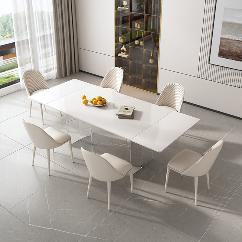 Extendable Dining Table Set 1/4/5/7 Pieces with Acrylic Base Kitchen Furniture Set 7 Pieces: Table, 6 Chairs Clearhalo 'Dining Room Sets' 'Dining Tables & Seating' 'dining_room_set' 'furn' 'furn_dining_room_set' 'Furniture' 'Kitchen & Dining Furniture' 7284079