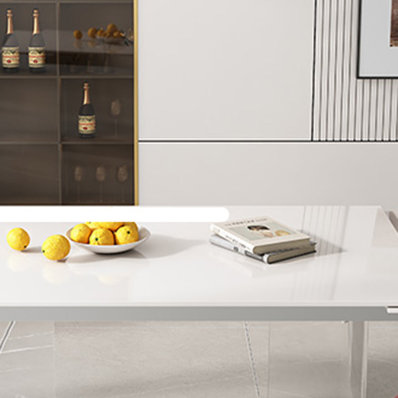 Extendable Dining Table Set 1/4/5/7 Pieces with Acrylic Base Kitchen Furniture Set Clearhalo 'Dining Room Sets' 'Dining Tables & Seating' 'dining_room_set' 'furn' 'furn_dining_room_set' 'Furniture' 'Kitchen & Dining Furniture' 7284081