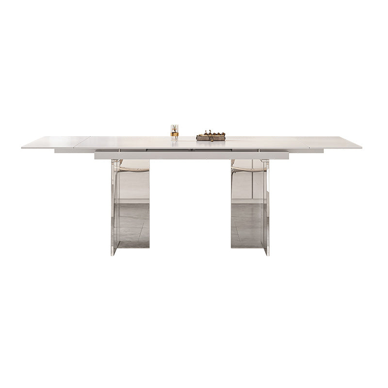 Extendable Dining Table Set 1/4/5/7 Pieces with Acrylic Base Kitchen Furniture Set Clearhalo 'Dining Room Sets' 'Dining Tables & Seating' 'dining_room_set' 'furn' 'furn_dining_room_set' 'Furniture' 'Kitchen & Dining Furniture' 7284082