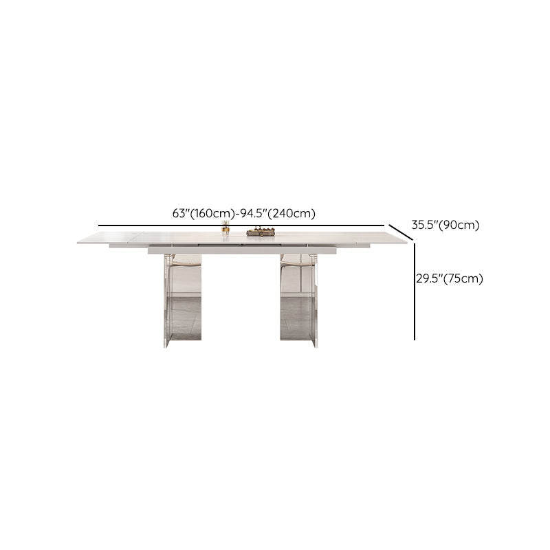 Extendable Dining Table Set 1/4/5/7 Pieces with Acrylic Base Kitchen Furniture Set Clearhalo 'Dining Room Sets' 'Dining Tables & Seating' 'dining_room_set' 'furn' 'furn_dining_room_set' 'Furniture' 'Kitchen & Dining Furniture' 7284087