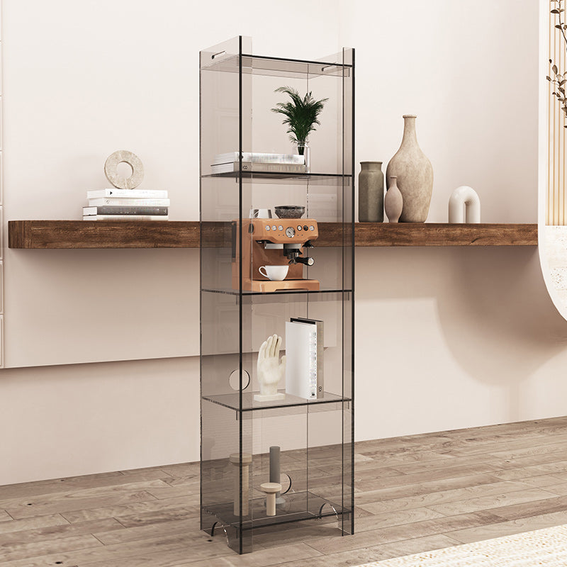 Bibliothèque verticale en acrylique à dos fermé contemporain avec étagères avec étagères