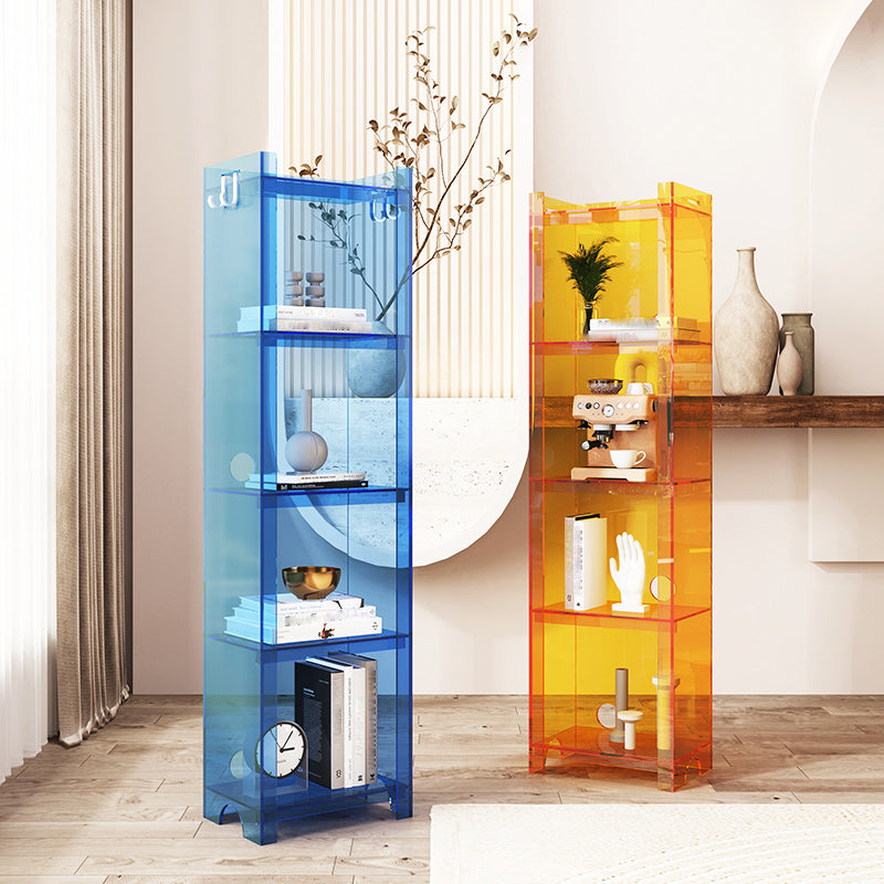 Bibliothèque verticale en acrylique à dos fermé contemporain avec étagères avec étagères