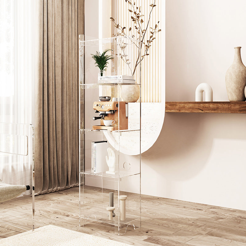 Bibliothèque verticale en acrylique à dos fermé contemporain avec étagères avec étagères