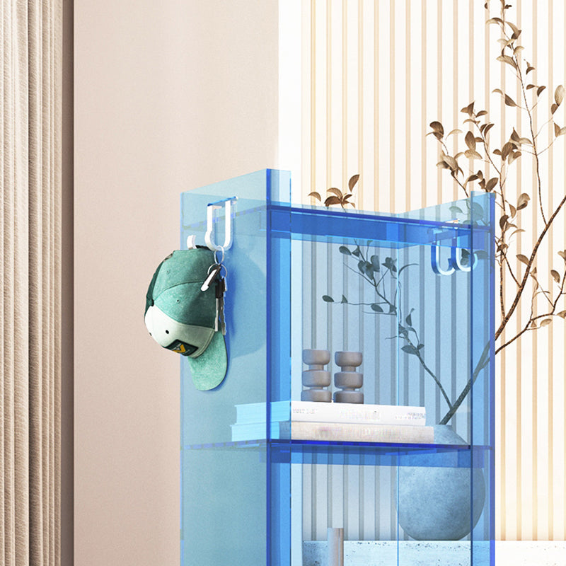 Bibliothèque verticale en acrylique à dos fermé contemporain avec étagères avec étagères