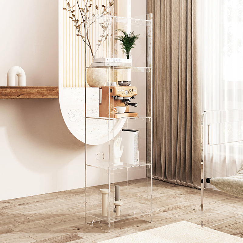 Bibliothèque verticale en acrylique à dos fermé contemporain avec étagères avec étagères