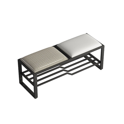 Modern Cushioned Seating Bench Rectangle Shoe Storage Entryway Bench , 13.5 Inch W Houndstooth pattern Black Clearhalo 'Benches' 'Chairs & Seating' 'furn' 'furn_benches' 'Furniture' 'Living Room Furniture' 7284356