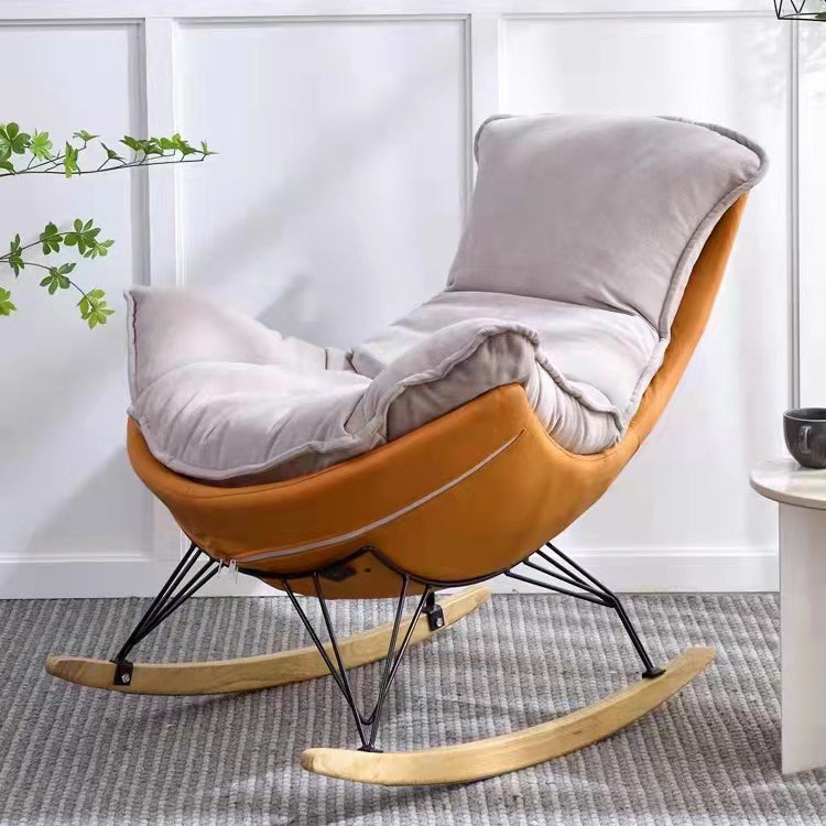 Light Luxury Style Single Leisure Chaise Rocking Chair Lounge Lazy Chair Rocking Chair Orange Gray Clearhalo 'Chairs & Seating' 'furn' 'furn_rocking_chairs' 'Furniture' 'Living Room Furniture' 'Rocking Chairs' 'rocking_chairs' 7284435