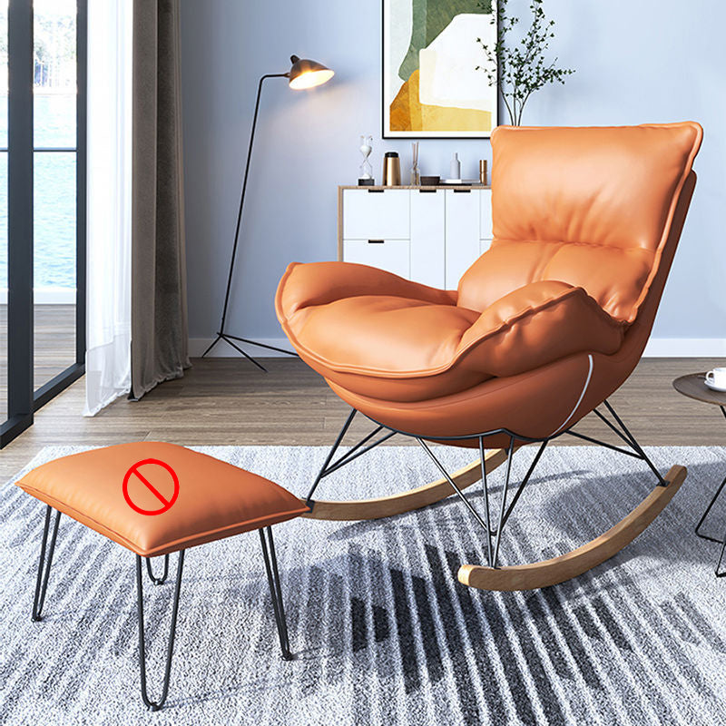 Light Luxury Style Single Leisure Chaise Rocking Chair Lounge Lazy Chair Rocking Chair Orange Clearhalo 'Chairs & Seating' 'furn' 'furn_rocking_chairs' 'Furniture' 'Living Room Furniture' 'Rocking Chairs' 'rocking_chairs' 7284443