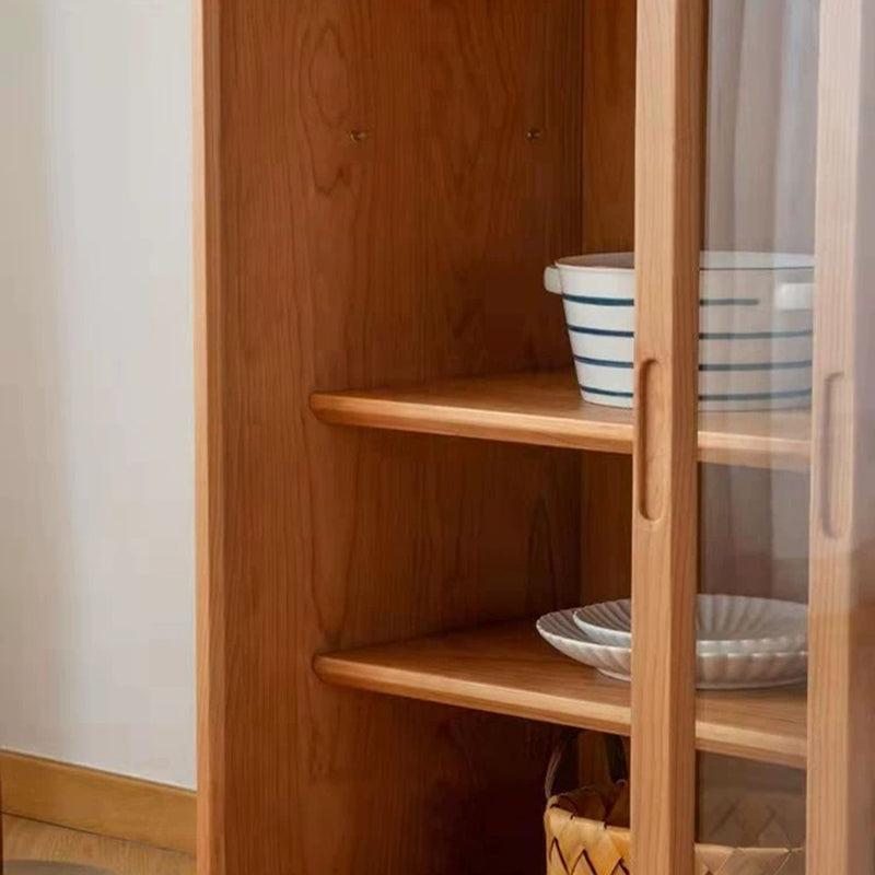 Modern Brown Glass Doors Sideboard Solid Wood Buffet Table with 4 Drawers Clearhalo 'buffet_sideboard' 'Buffets & Sideboards' 'furn' 'furn_buffet_sideboard' 'Furniture' 'Kitchen & Dining Furniture' 7284475