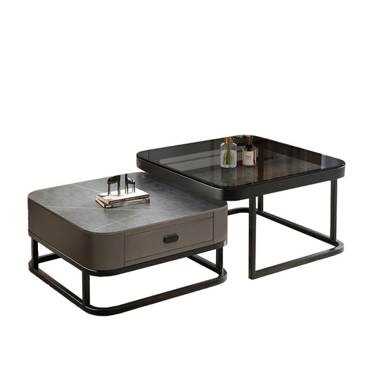 Tavolino moderno in vetro top top nidificazione quadrata tavolino