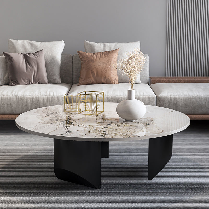 Modern Coffee Table Slate Round Nesting Coffee Table Set with Black Legs Clearhalo 'Coffee & Accent Tables' 'Coffee Tables' 'coffee_tables' 'furn' 'furn_coffee_tables' 'Furniture' 'Living Room Furniture' 7284552