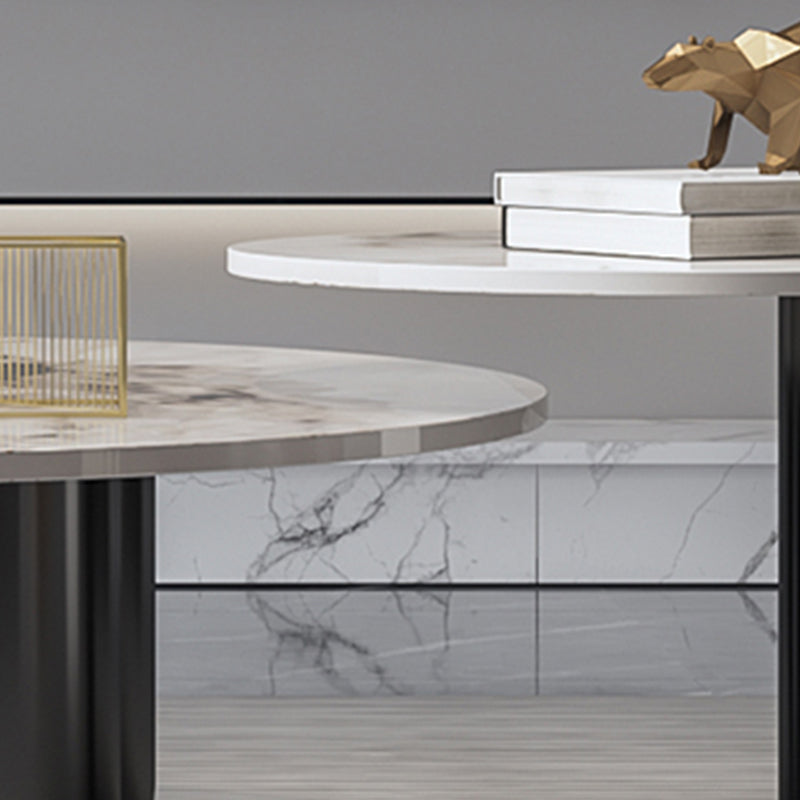 Modern Coffee Table Slate Round Nesting Coffee Table Set with Black Legs Clearhalo 'Coffee & Accent Tables' 'Coffee Tables' 'coffee_tables' 'furn' 'furn_coffee_tables' 'Furniture' 'Living Room Furniture' 7284558