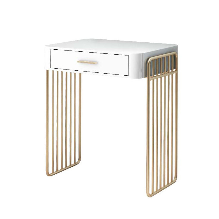 Glam ijdelheid bureau in wit met laden kaptafel met metalen basis