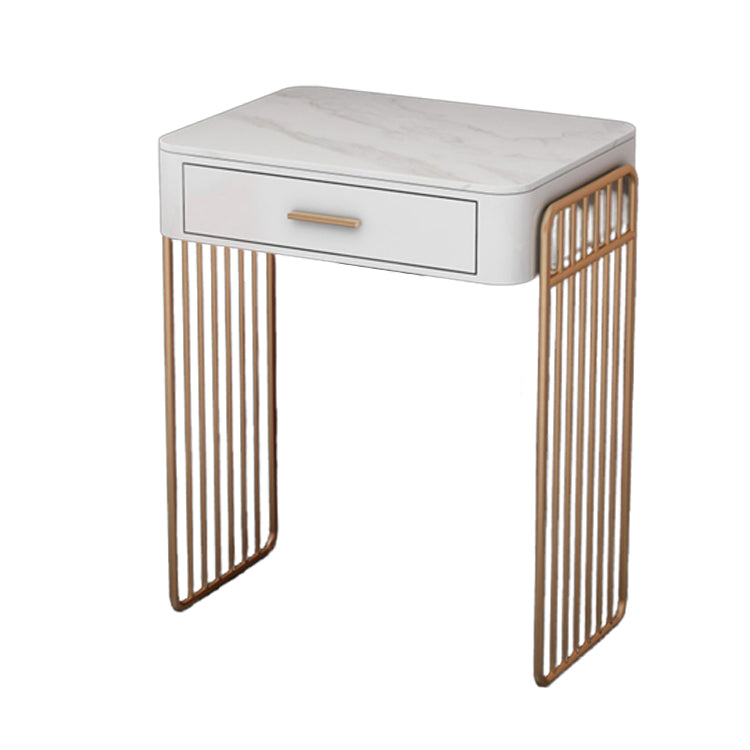 Glam ijdelheid bureau in wit met laden kaptafel met metalen basis