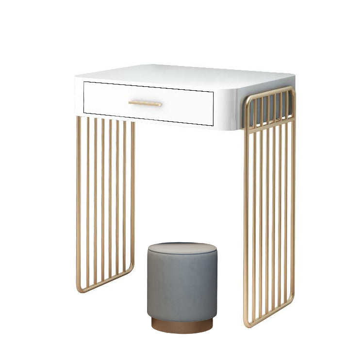 Glam ijdelheid bureau in wit met laden kaptafel met metalen basis