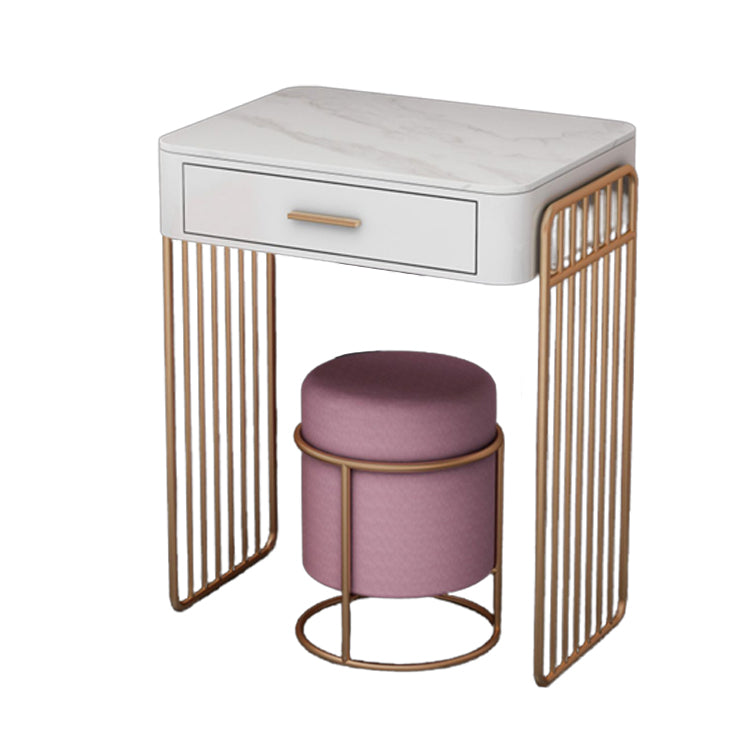 Glam ijdelheid bureau in wit met laden kaptafel met metalen basis