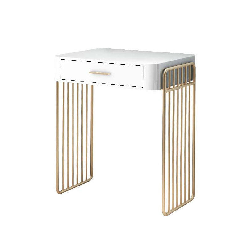 Glam ijdelheid bureau in wit met laden kaptafel met metalen basis