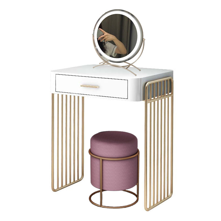 Glam ijdelheid bureau in wit met laden kaptafel met metalen basis