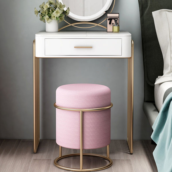 Glam ijdelheid bureau in wit met laden kaptafel met metalen basis