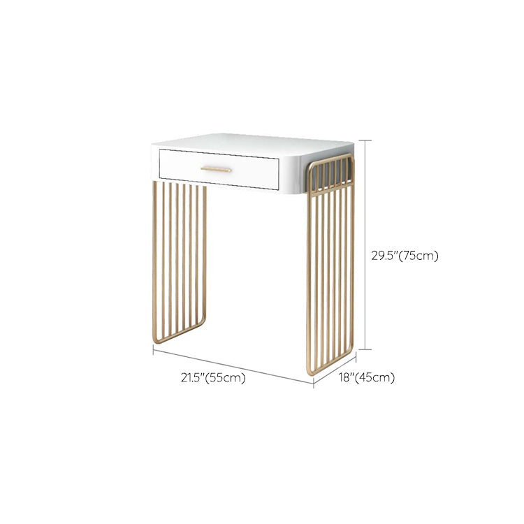 Glam ijdelheid bureau in wit met laden kaptafel met metalen basis