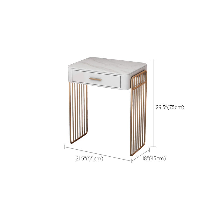 Glam ijdelheid bureau in wit met laden kaptafel met metalen basis