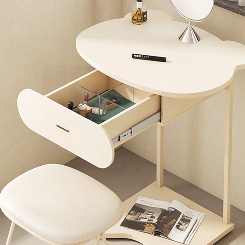 Vanity di trucco metallico moderno per camera da letto con un set di vanità per il trucco del cassetto