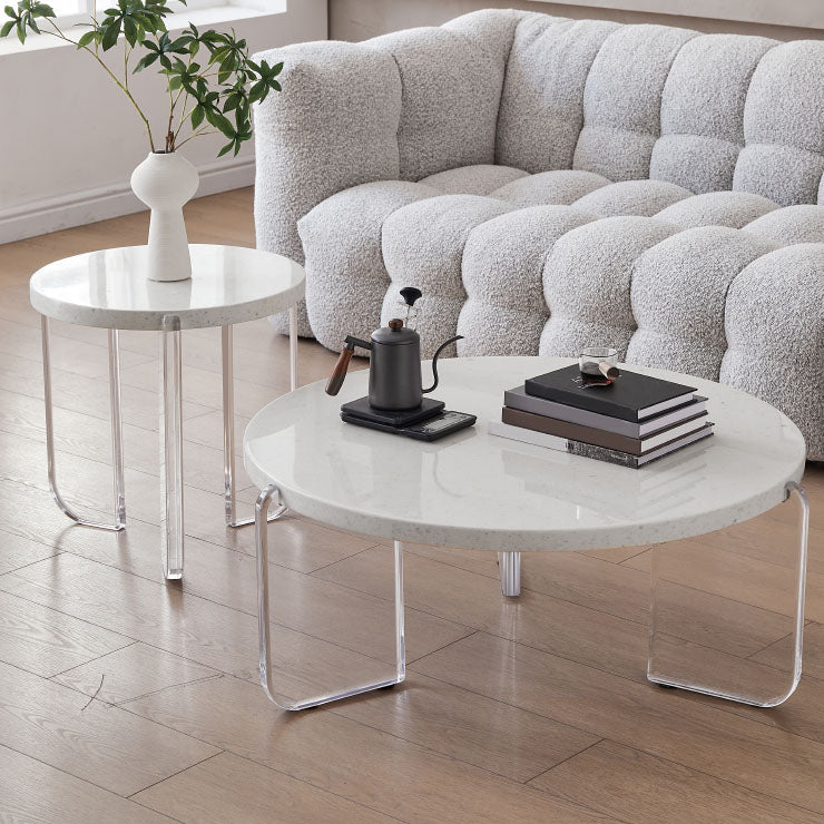 Contemporary Stone Coffee Table 3 Legs Coffee Cocktail Table Clearhalo 'Coffee & Accent Tables' 'Coffee Tables' 'coffee_tables' 'furn' 'furn_coffee_tables' 'Furniture' 'Living Room Furniture' 7284711