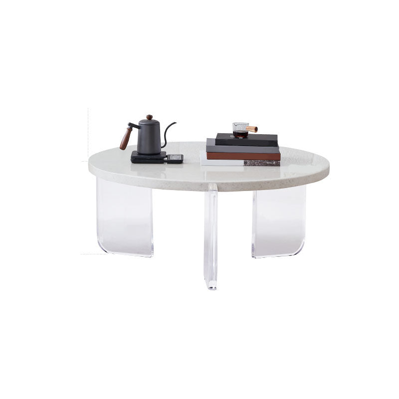 Contemporary Stone Coffee Table 3 Legs Coffee Cocktail Table 31.5"L x 31.5"W x 15"H Clearhalo 'Coffee & Accent Tables' 'Coffee Tables' 'coffee_tables' 'furn' 'furn_coffee_tables' 'Furniture' 'Living Room Furniture' 7284713