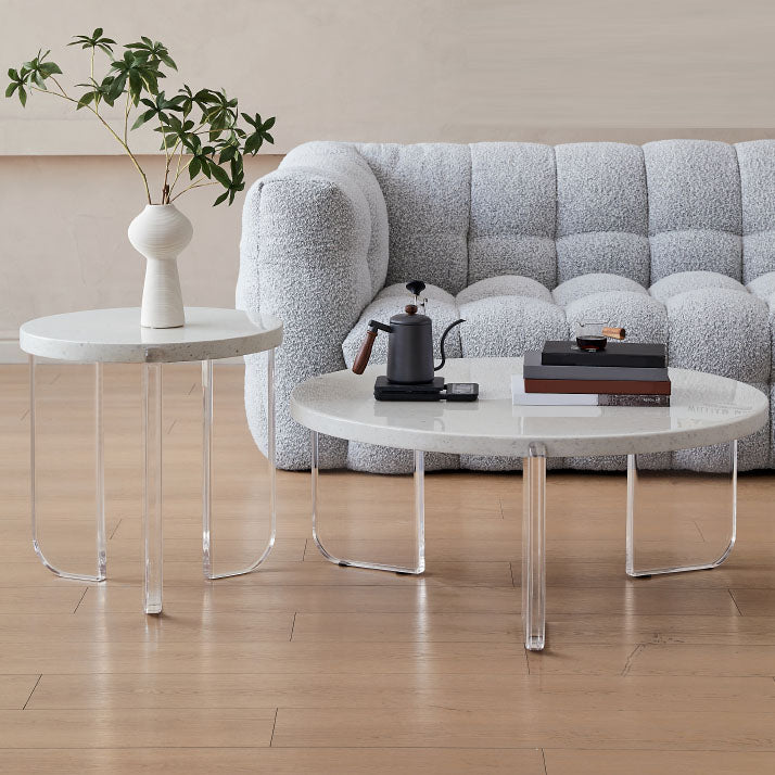 Contemporary Stone Coffee Table 3 Legs Coffee Cocktail Table Clearhalo 'Coffee & Accent Tables' 'Coffee Tables' 'coffee_tables' 'furn' 'furn_coffee_tables' 'Furniture' 'Living Room Furniture' 7284721