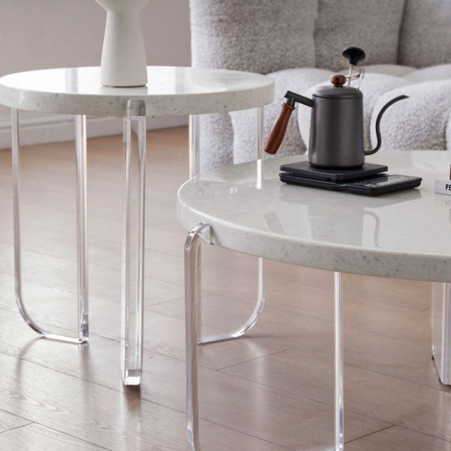 Contemporary Stone Coffee Table 3 Legs Coffee Cocktail Table Clearhalo 'Coffee & Accent Tables' 'Coffee Tables' 'coffee_tables' 'furn' 'furn_coffee_tables' 'Furniture' 'Living Room Furniture' 7284722