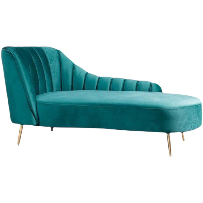 Living Room Recessed Arms Chaise Modern Style Velvet Chaise with Upholster Blue Left-Arm Chaise Clearhalo 'Chairs & Seating' 'Chaise Lounge' 'chaise_lounge' 'furn' 'furn_chaise_lounge' 'Furniture' 'Living Room Furniture' 7285504
