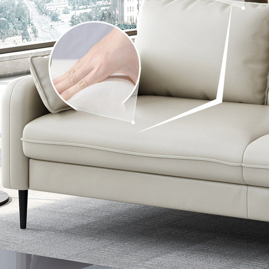 3-Seater Faux Leather Sofa Mid Century Loose Back Square Arm Settee