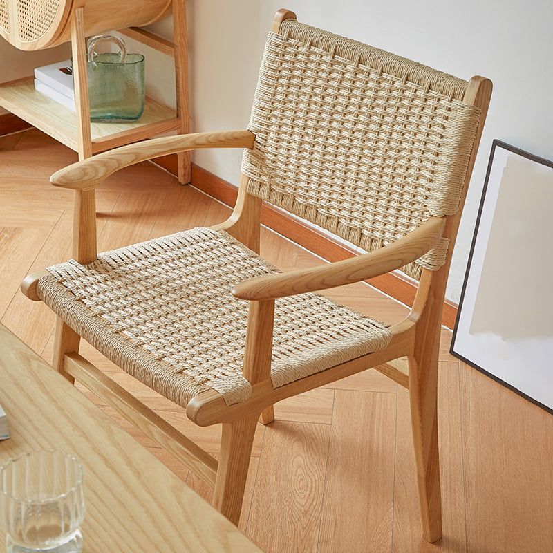 Solid Wood Lounge Chair Woven Back Side Chair with Wooden Legs Clearhalo 'Accent Chairs' 'accent_chairs' 'Chairs & Seating' 'furn' 'furn_accent_chairs' 'Furniture' 'Living Room Furniture' 7285814