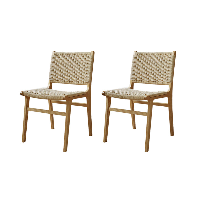 Solid Wood Lounge Chair Woven Back Side Chair with Wooden Legs Fabric 2 Piece Set Armless Clearhalo 'Accent Chairs' 'accent_chairs' 'Chairs & Seating' 'furn' 'furn_accent_chairs' 'Furniture' 'Living Room Furniture' 7285816