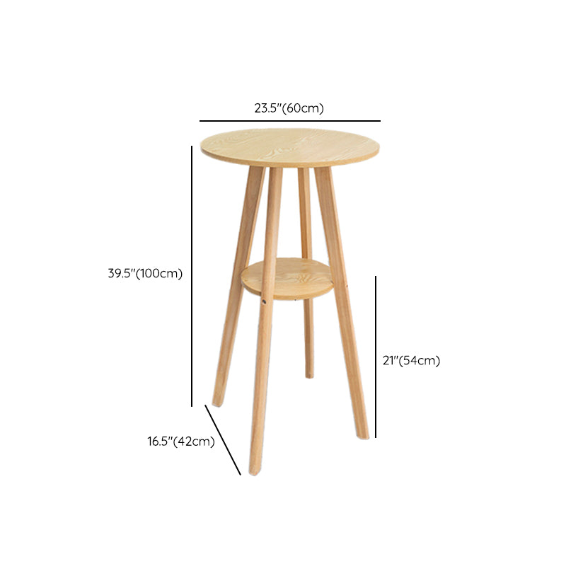 Natural Finish Pub Table Set 1/3 Pieces Bar Set with Wooden Stools