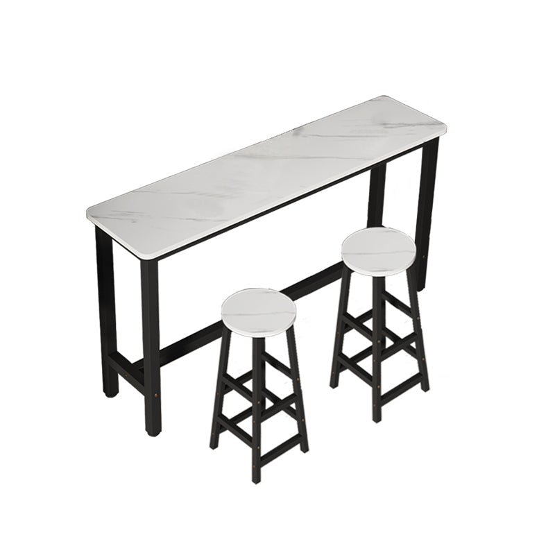 Rectangle Counter Height Pub Set 1/3/4/5/6/7 Pcs Iron Frame Bar Table and Stools Table & Chair(s) 3 Piece Set Clearhalo 'Bar Furniture' 'furn' 'furn_home_bar_bar_sets' 'Furniture' 'Home Bars & Bar Sets' 'home_bar_bar_sets' 'Kitchen & Dining Furniture' 7286692