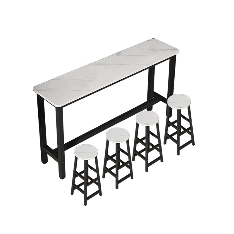 Rectangle Counter Height Pub Set 1/3/4/5/6/7 Pcs Iron Frame Bar Table and Stools Table & Chair(s) 5 Piece Set Clearhalo 'Bar Furniture' 'furn' 'furn_home_bar_bar_sets' 'Furniture' 'Home Bars & Bar Sets' 'home_bar_bar_sets' 'Kitchen & Dining Furniture' 7286693