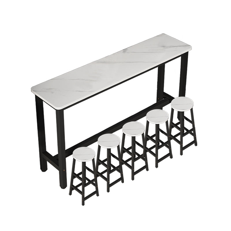 Rectangle Counter Height Pub Set 1/3/4/5/6/7 Pcs Iron Frame Bar Table and Stools Table & Chair(s) 86.6"L x 15.7"W x 39.4"H 6 Piece Set Clearhalo 'Bar Furniture' 'furn' 'furn_home_bar_bar_sets' 'Furniture' 'Home Bars & Bar Sets' 'home_bar_bar_sets' 'Kitchen & Dining Furniture' 7286695