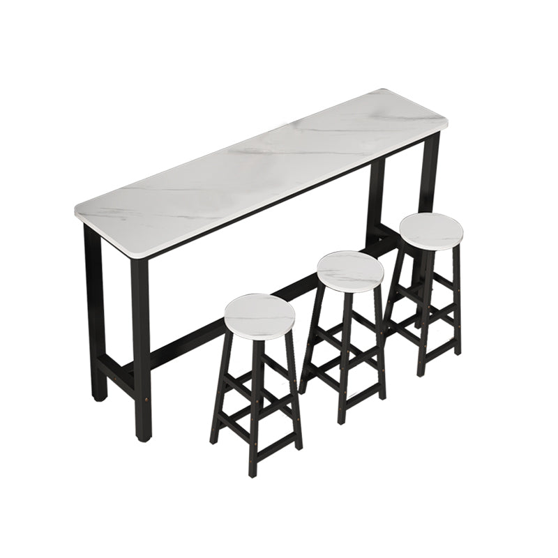 Rectangle Counter Height Pub Set 1/3/4/5/6/7 Pcs Iron Frame Bar Table and Stools Table & Chair(s) 4 Piece Set Clearhalo 'Bar Furniture' 'furn' 'furn_home_bar_bar_sets' 'Furniture' 'Home Bars & Bar Sets' 'home_bar_bar_sets' 'Kitchen & Dining Furniture' 7286697