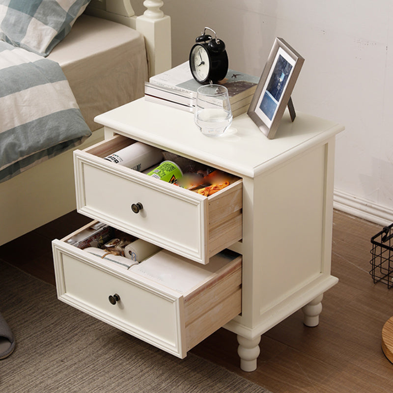 Traditional Night Table Drawer Storage Pine Nightstand with Legs for Bedroom 20"L x 14"W x 22"H Ivory 1 Piece Clearhalo 'Bedroom Furniture' 'furn' 'furn_night_stand' 'Furniture' 'night_stand' 'Nightstands' 7287966