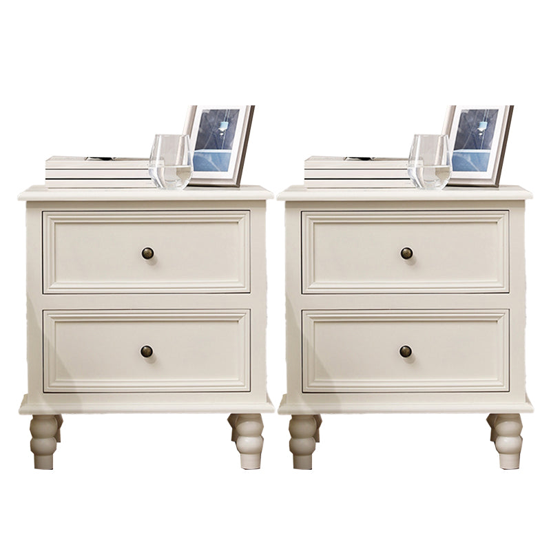 Traditional Night Table Drawer Storage Pine Nightstand with Legs for Bedroom Ivory 2 Piece Set Clearhalo 'Bedroom Furniture' 'furn' 'furn_night_stand' 'Furniture' 'night_stand' 'Nightstands' 7287969