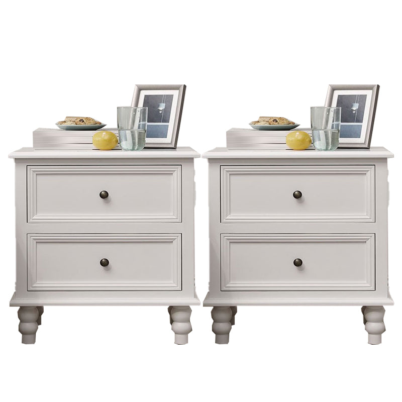 Traditional Night Table Drawer Storage Pine Nightstand with Legs for Bedroom White 2 Piece Set Clearhalo 'Bedroom Furniture' 'furn' 'furn_night_stand' 'Furniture' 'night_stand' 'Nightstands' 7287971