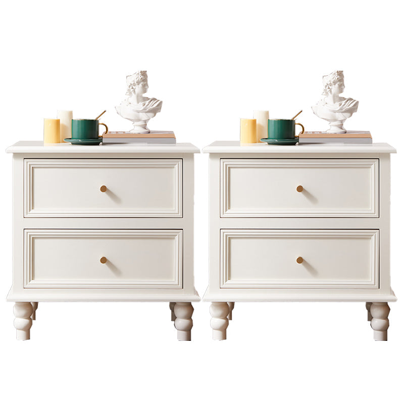 Traditional Night Table Drawer Storage Pine Nightstand with Legs for Bedroom White-Gold 2 Piece Set Clearhalo 'Bedroom Furniture' 'furn' 'furn_night_stand' 'Furniture' 'night_stand' 'Nightstands' 7287975