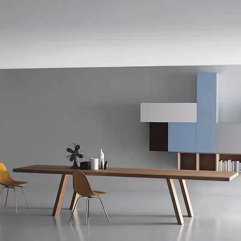 Conferenza dell'ufficio a forma di rettangolare Tabella 4 gambe scrittura di scrittura in marrone/nero