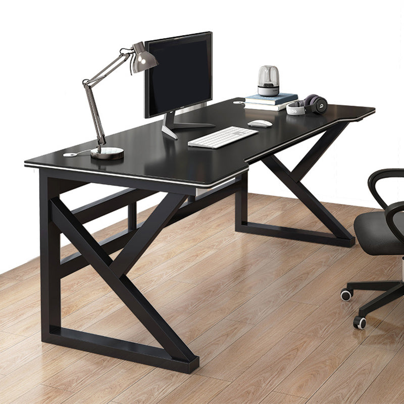 Contemporary Gaming Desk Antique Finish Wooden Computer Desk 47.2"L x 23.6"W x 29.1"H Black Clearhalo 'furn' 'furn_office_desk' 'Furniture' 'Office Desks' 'Office Furniture' 'office_desk' 7288094